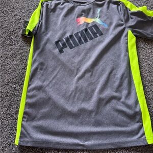 Puma Charcoal and Neon Yellow Tee